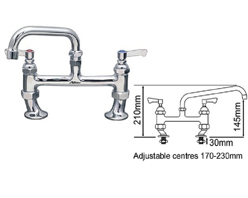 Mechline AquaJet 150mm Spout, TWIN Hole Mixer AJ-B-306L
